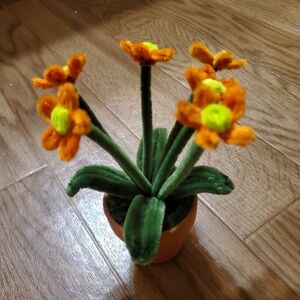 Vibrant Orange and Green Faux Flower Arrangement